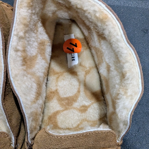 Coach Tan Suede Shearling Men's Driver Moccasin Slip-On Slippers Sz 11D CC842 - Picture 2 of 8